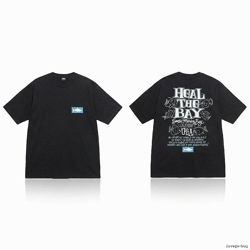 Stussy retro-style black short-sleeve