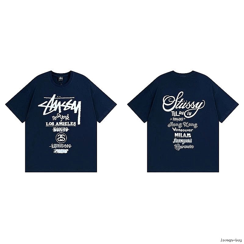 Stussy Simple Logo Finish Spider Graphic T-Shirt Minimal Look