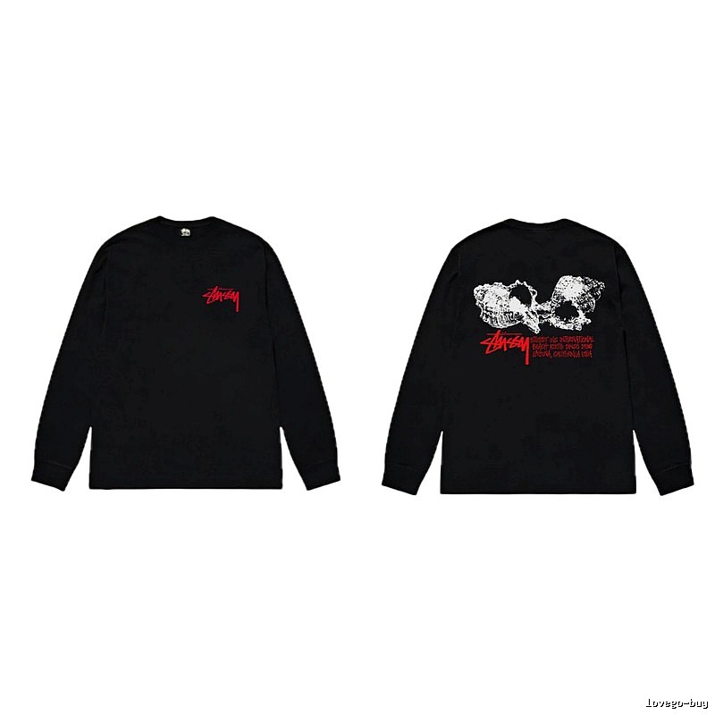Stussy Skull Print Black Long-sleeve Shirt