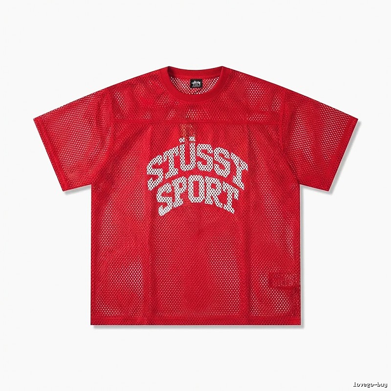 Stussy Sport series red trendy short-sleeved shirt.