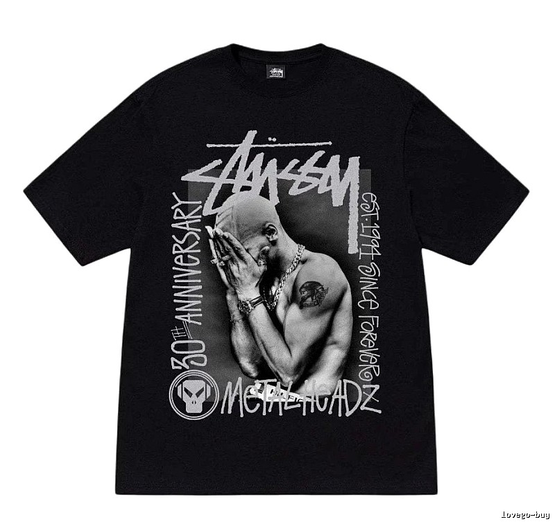 Stussy Statement Graphic T-shirt Black White Stussy for Easy Pairing