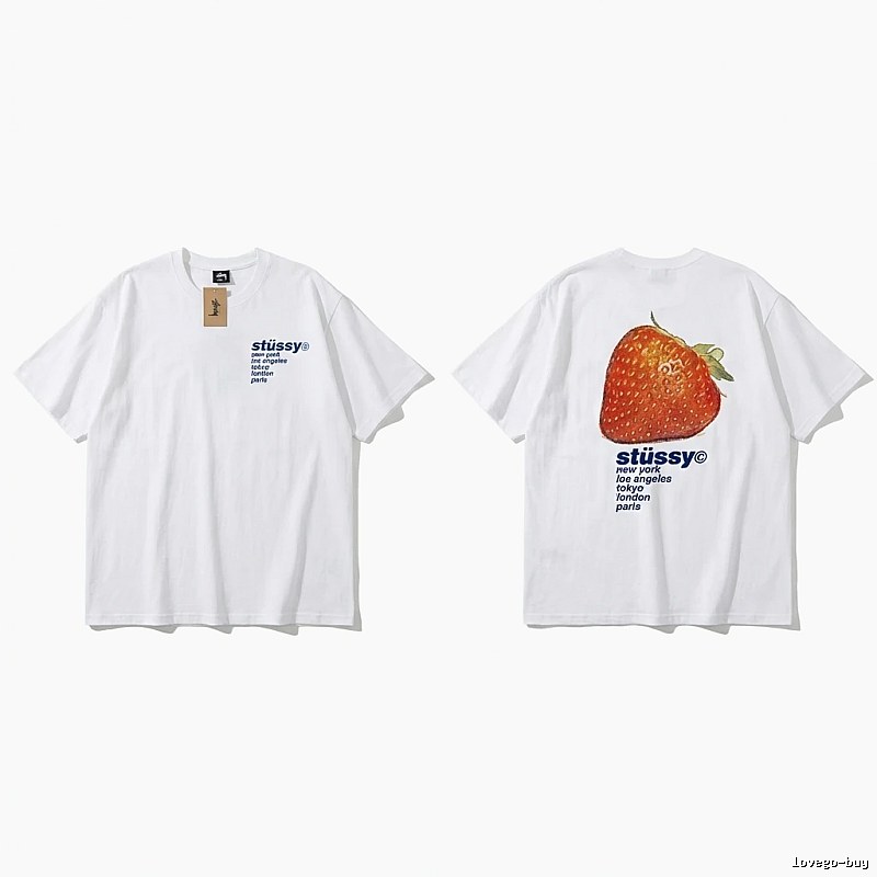Stussy Strawberry Print White T-shirt