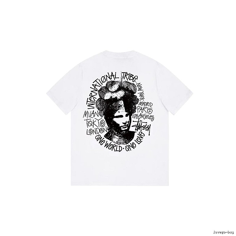 Stussy Summer Graphic T-shirt Black White Stussy with Bold Graphic