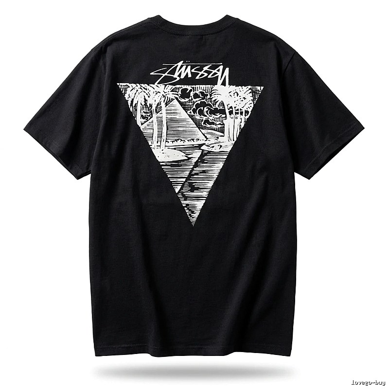 Stussy triangle print style black T-shirt