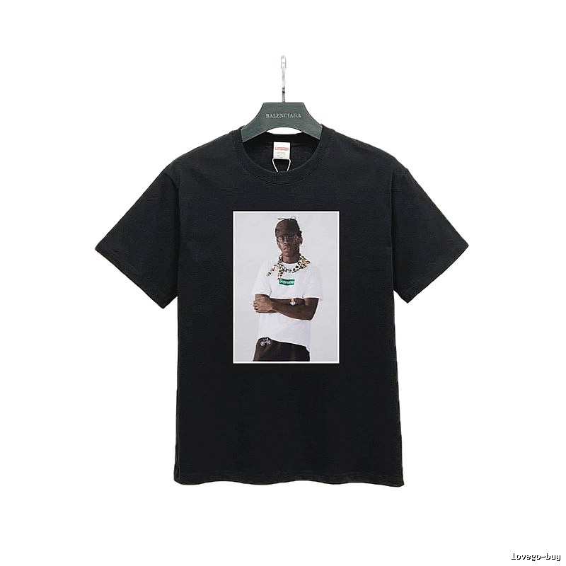 Supreme Portrait Print Street Style Black T-Shirt