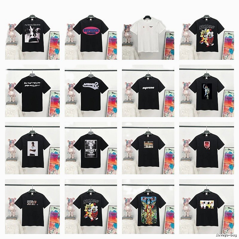 Supreme Printed Street Style Black T-Shirt