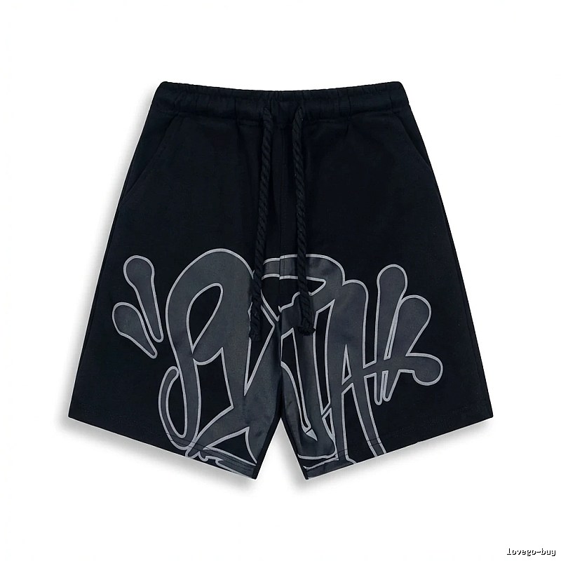 SynaWorld Graffiti-style Black Shorts
