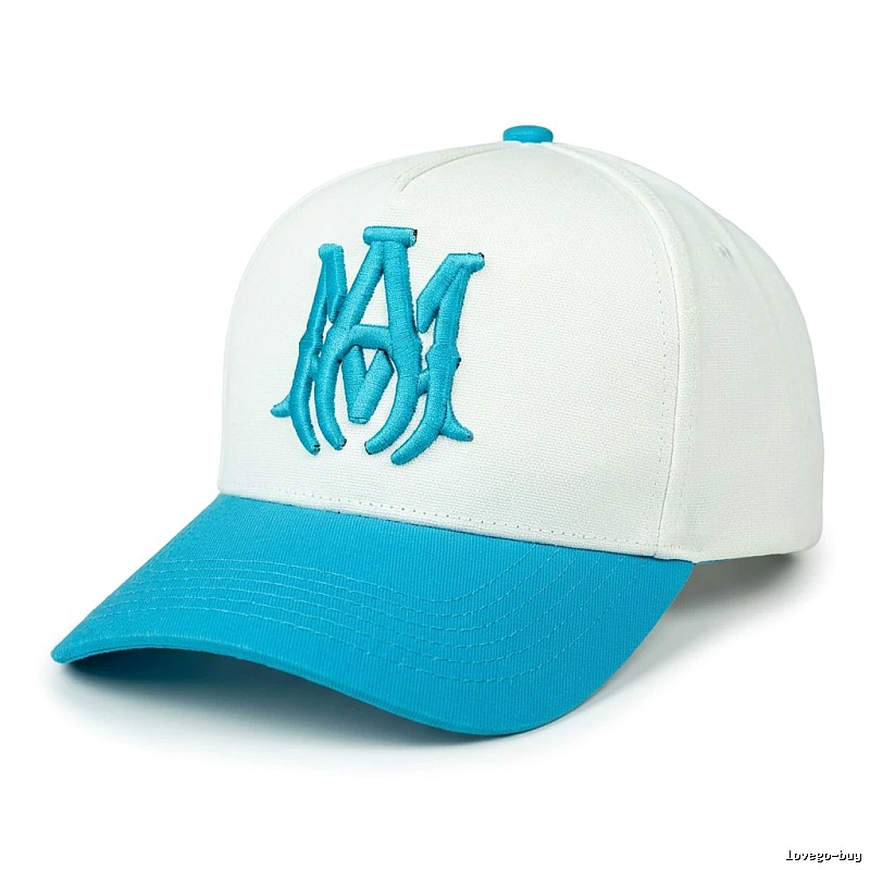 The classic blue and white baseball cap of AMIRI