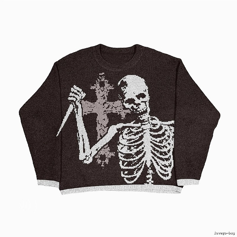 Travel Anime graphic sweater Black Knit Top with Modern Look