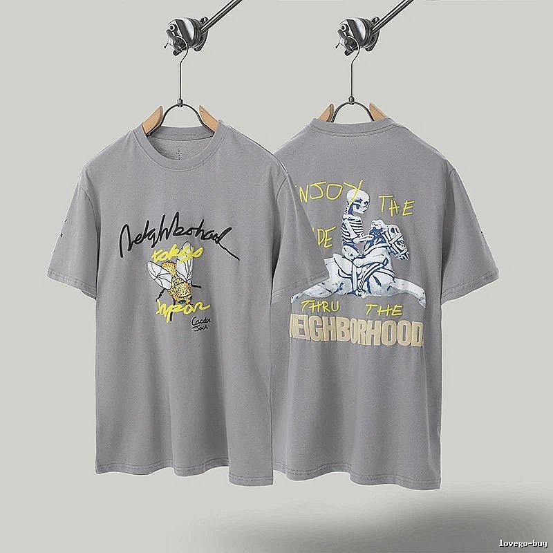 Travis Scott Co-branded Street Style Gray Short-sleeve T-shirt
