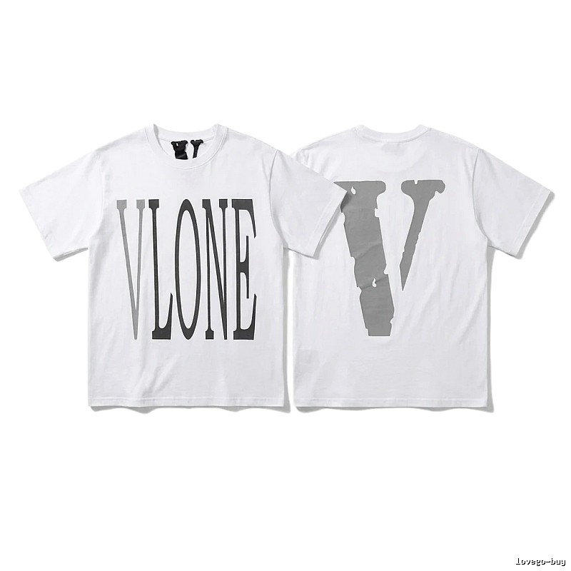 Vlone letter print simple white T-shirt
