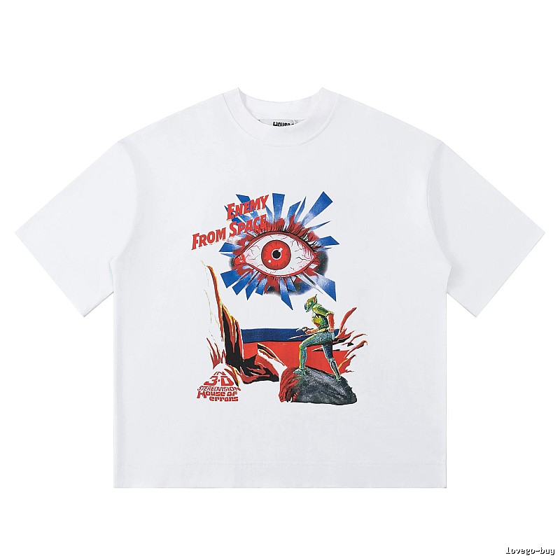 White T-shirt with House of Errors print in sci-fi style