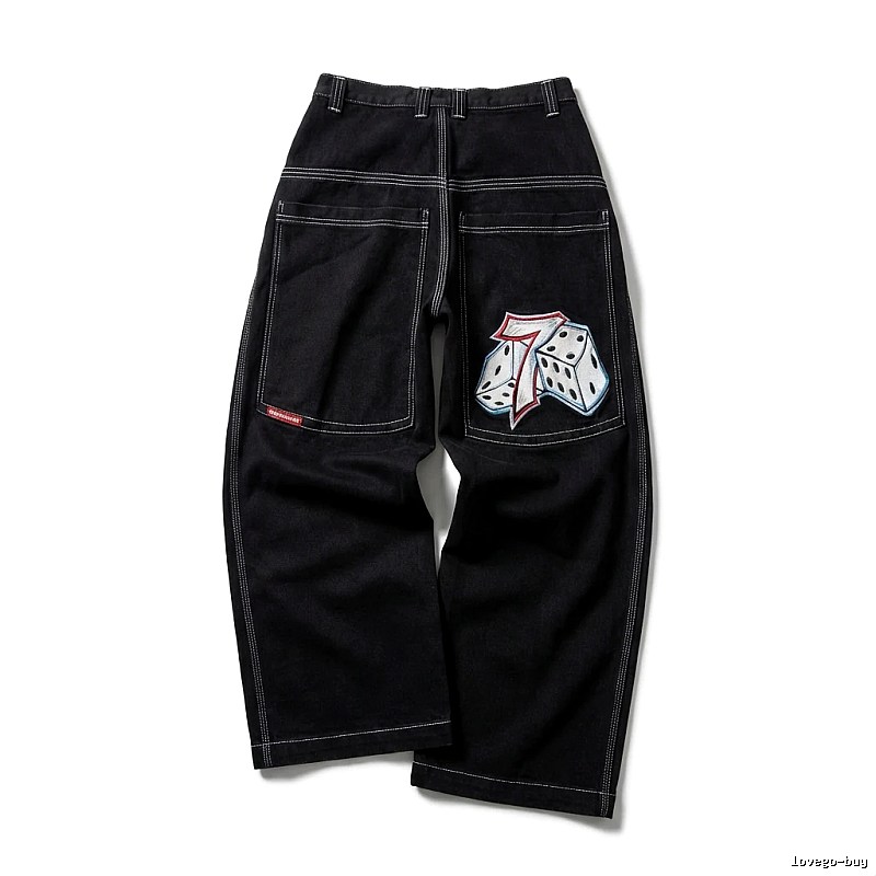Y2K Dice Style Black Pants
