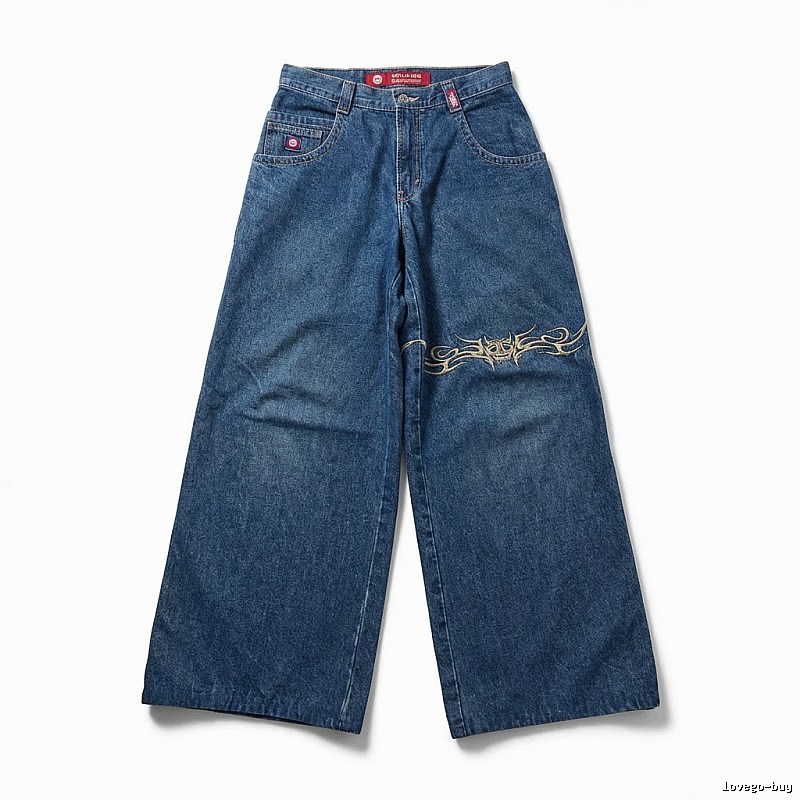 Y2K-style wide-leg jeans
