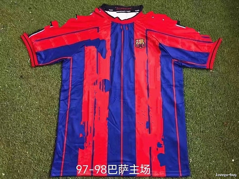 Barcelona Monogram Retro soccer jersey Blue Red Barcelona for Casual Outfits
