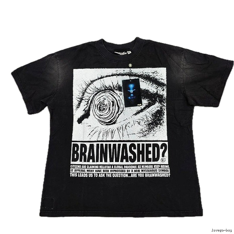 Hellstar Eye Print Street Style Black T-shirt